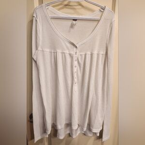 We The Free White Button-Down Waffle Knit Shirt